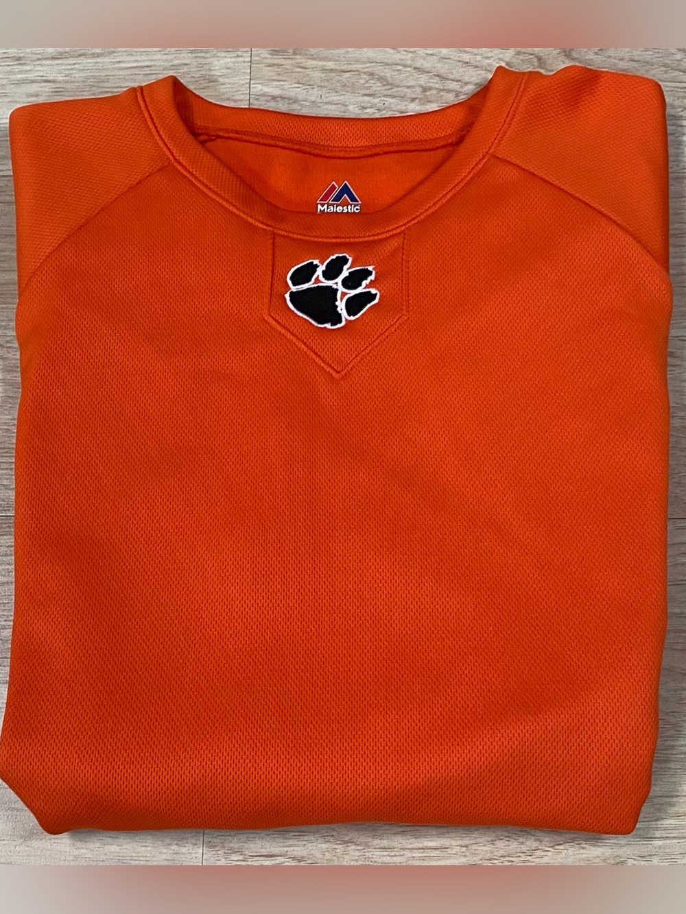 Clemson Tigers Pullover Mens L Orange Majestic ThermaBase Long Sleeve Sweatshirt